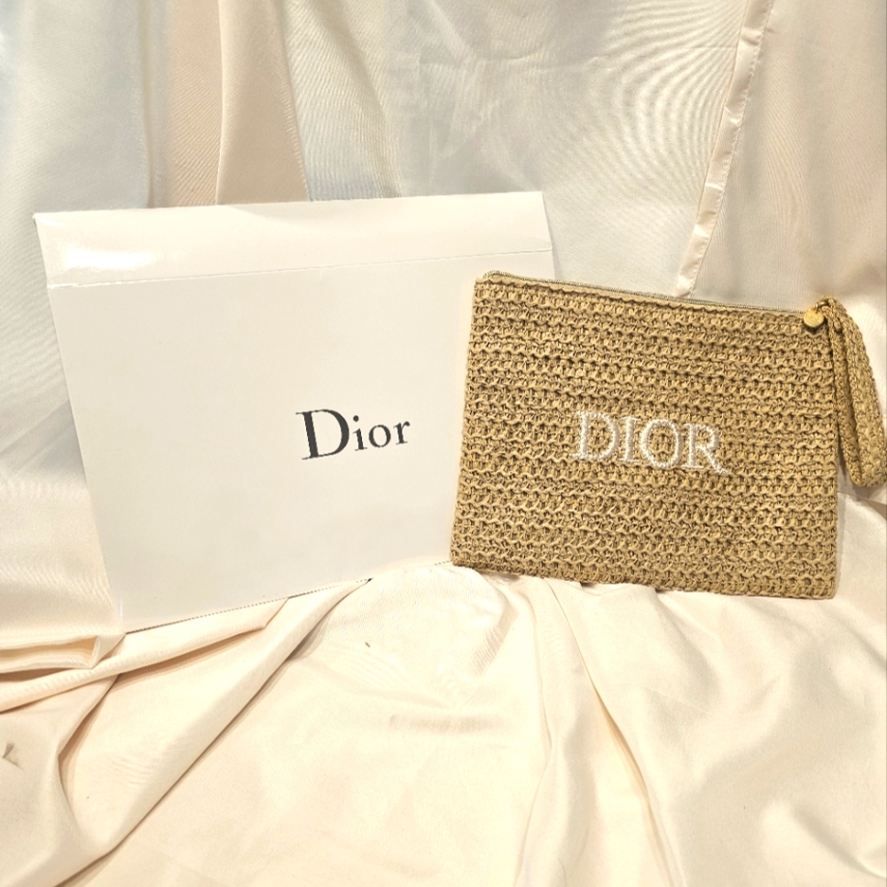 GWP Dior Beige Straw Wristlet